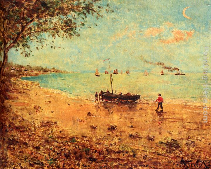 Une Plage En Normandie painting - Alfred Stevens Une Plage En Normandie art painting